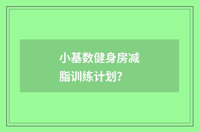 小基数健身房减脂训练计划?