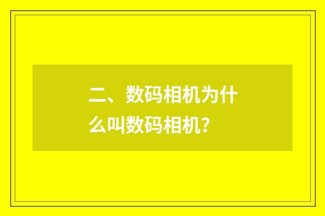 二、数码相机为什么叫数码相机?