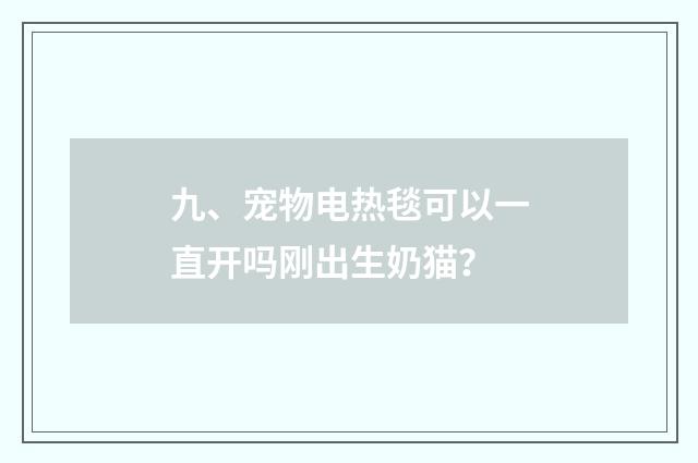 九、宠物电热毯可以一直开吗刚出生奶猫?