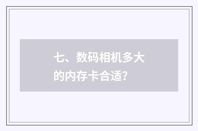 七、数码相机多大的内存卡合适?