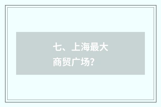 七、上海最大商贸广场？