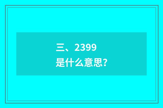 三、2399是什么意思？