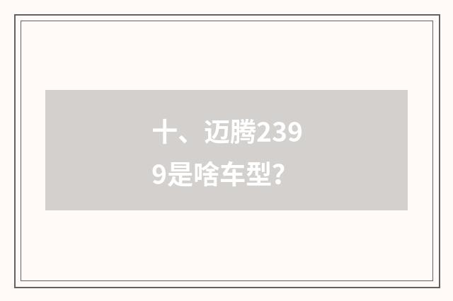 十、迈腾2399是啥车型?