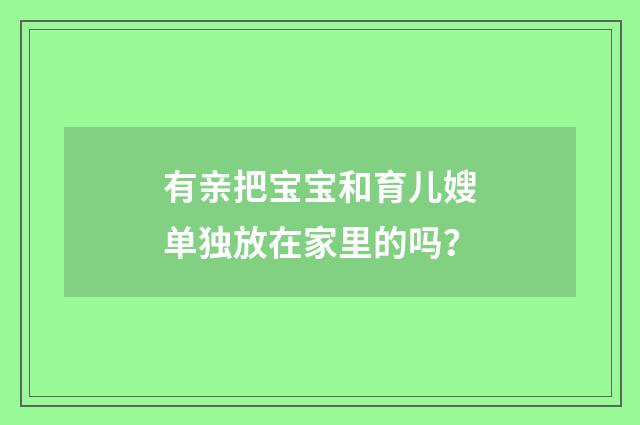 有亲把宝宝和育儿嫂单独放在家里的吗？