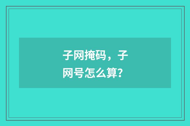 子网掩码,子网号怎么算?