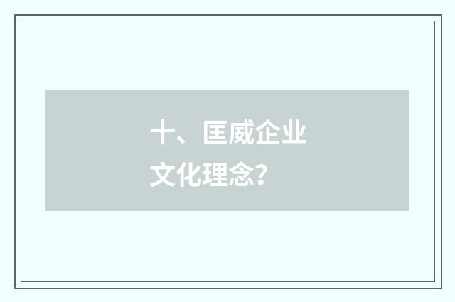 十、匡威企业文化理念?