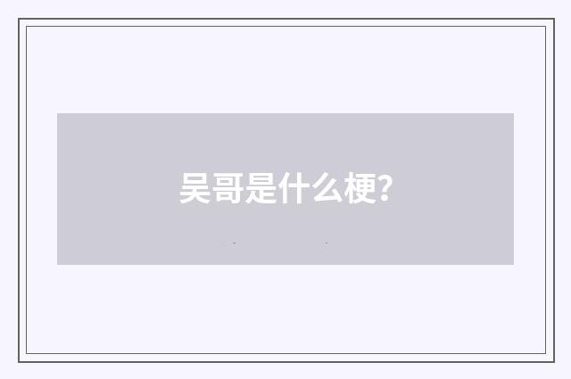 吴哥是什么梗？