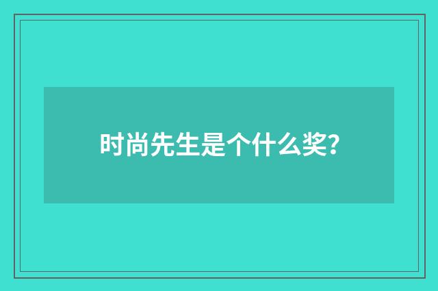 时尚先生是个什么奖?