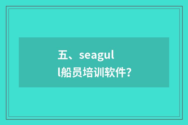 五、seagull船员培训软件?