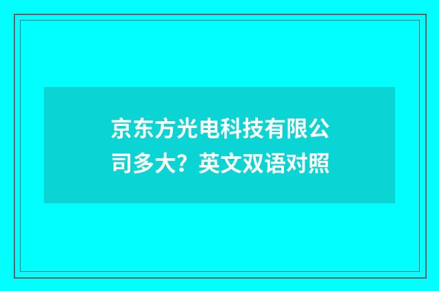 京东方光电科技有限公司多大?英文双语对照