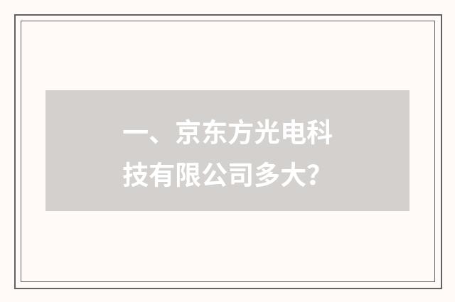 一、京东方光电科技有限公司多大?
