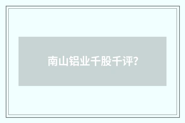 南山铝业千股千评?