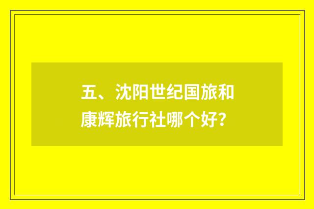 五、沈阳世纪国旅和康辉旅行社哪个好?