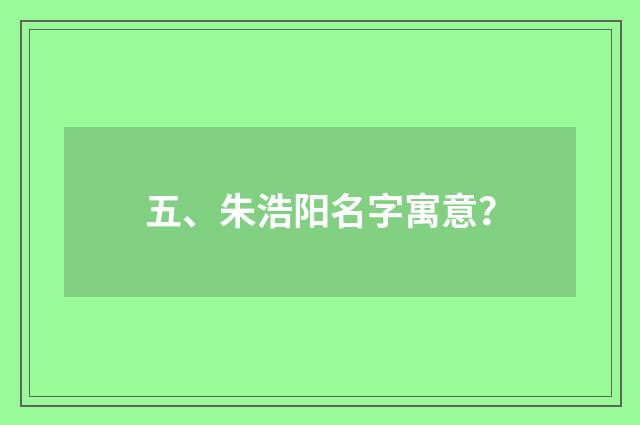 五、朱浩阳名字寓意?
