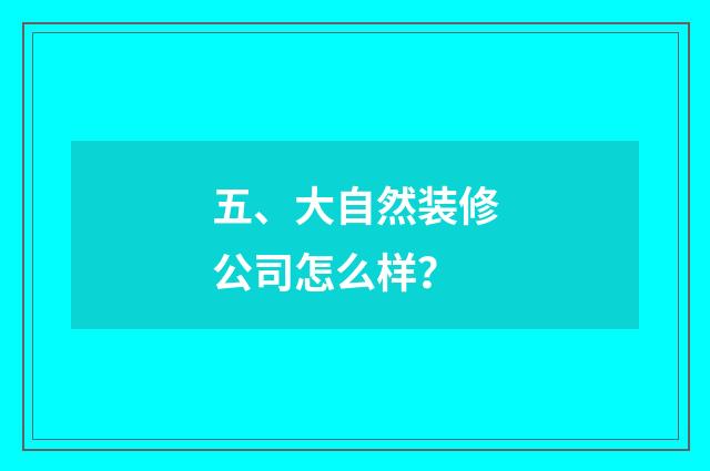 五、大自然装修公司怎么样?
