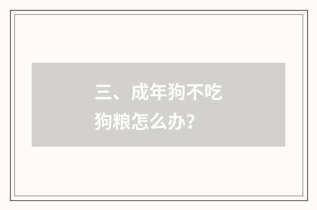 三、成年狗不吃狗粮怎么办？