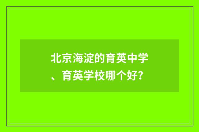 北京海淀的育英中学、育英学校哪个好？