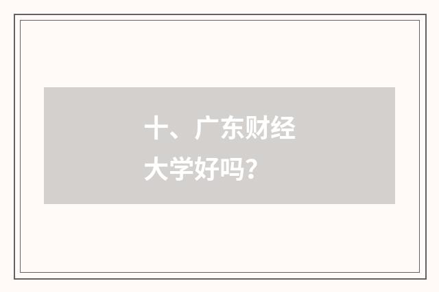 十、广东财经大学好吗?