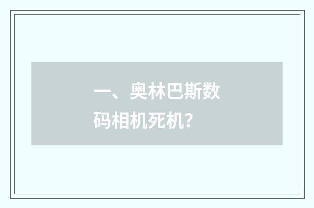 一、奥林巴斯数码相机死机?