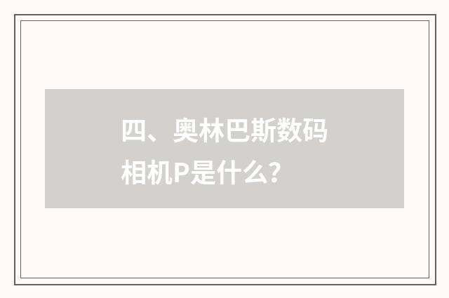 四、奥林巴斯数码相机P是什么?
