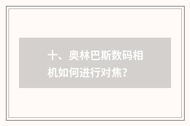 十、奥林巴斯数码相机如何进行对焦?