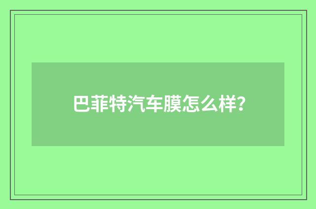 巴菲特汽车膜怎么样？
