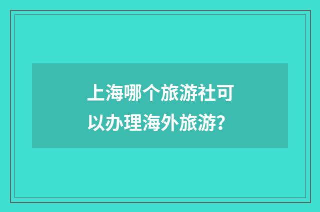 上海哪个旅游社可以办理海外旅游？