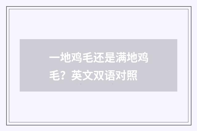 一地鸡毛还是满地鸡毛?英文双语对照