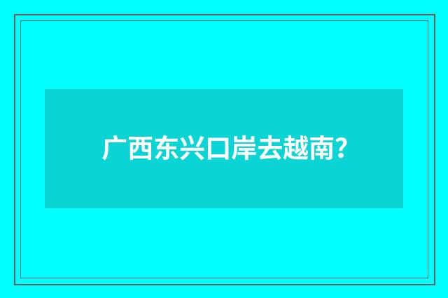 广西东兴口岸去越南？