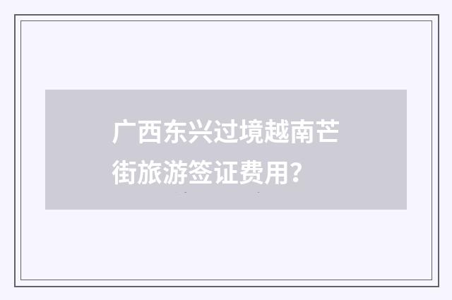 广西东兴过境越南芒街旅游签证费用?