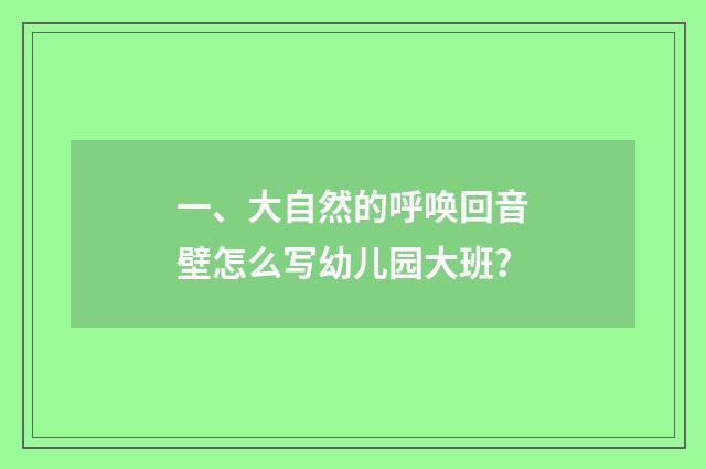 一、大自然的呼唤回音壁怎么写幼儿园大班?