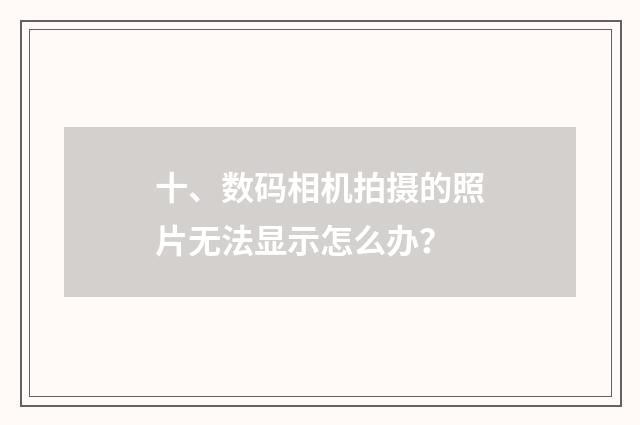 十、数码相机拍摄的照片无法显示怎么办？