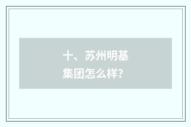 十、苏州明基集团怎么样?