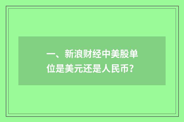 一、新浪财经中美股单位是美元还是人民币?
