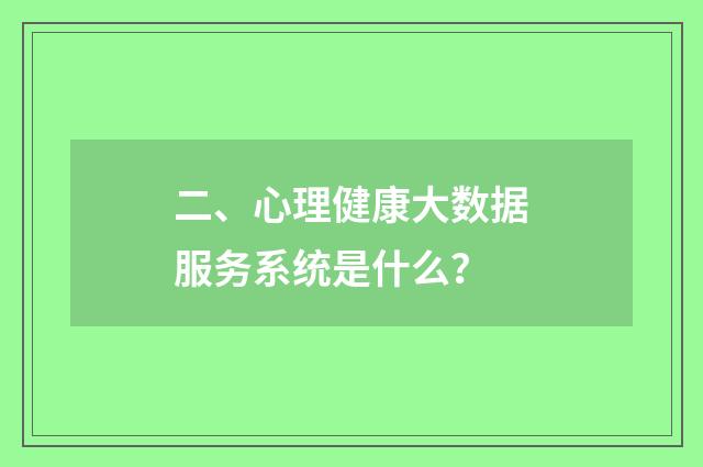 二、心理健康大数据服务系统是什么?