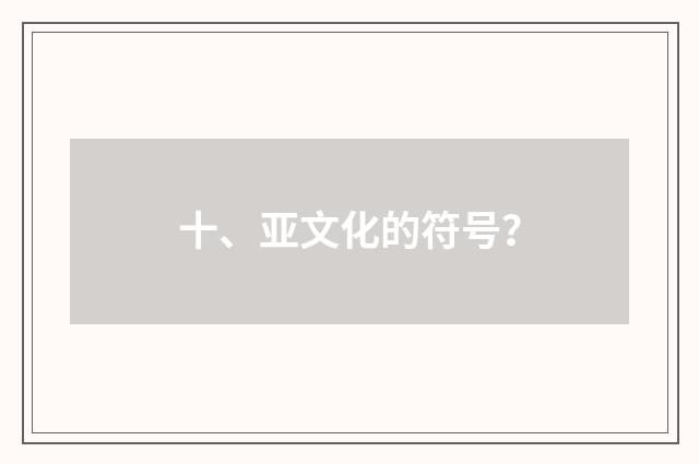 十、亚文化的符号?