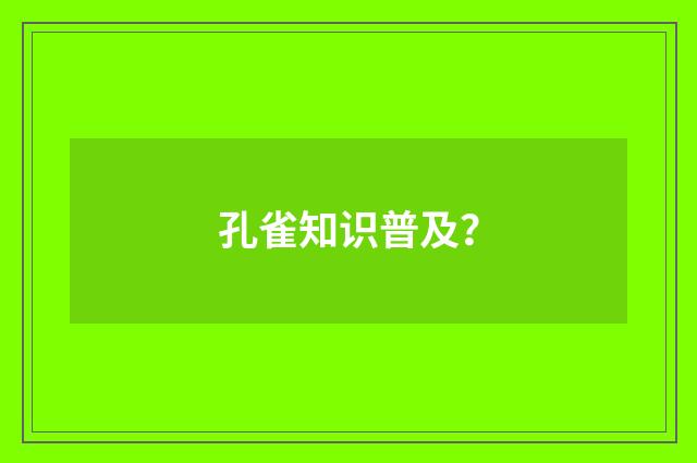 孔雀知识普及？