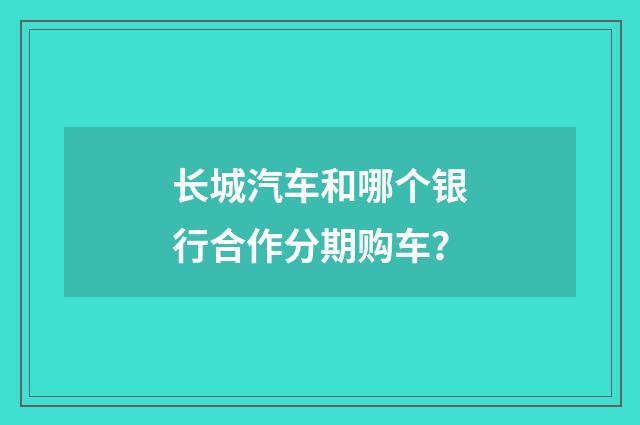 长城汽车和哪个银行合作分期购车？