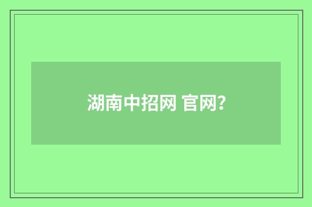 湖南中招网 官网?