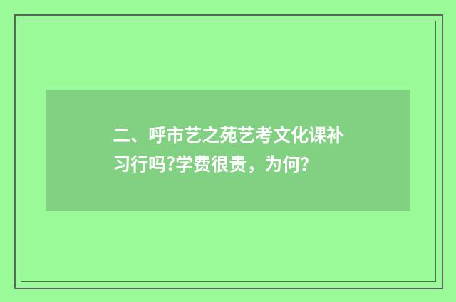 二、呼市艺之苑艺考文化课补习行吗?学费很贵,为何?