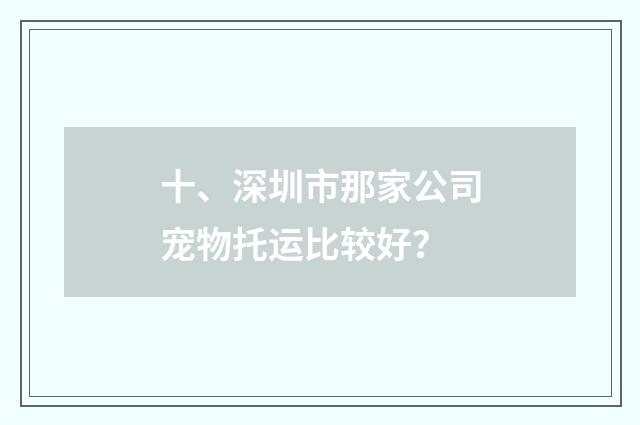 十、深圳市那家公司宠物托运比较好？