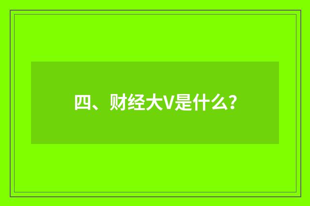 四、财经大V是什么？