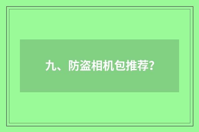 九、防盗相机包推荐？