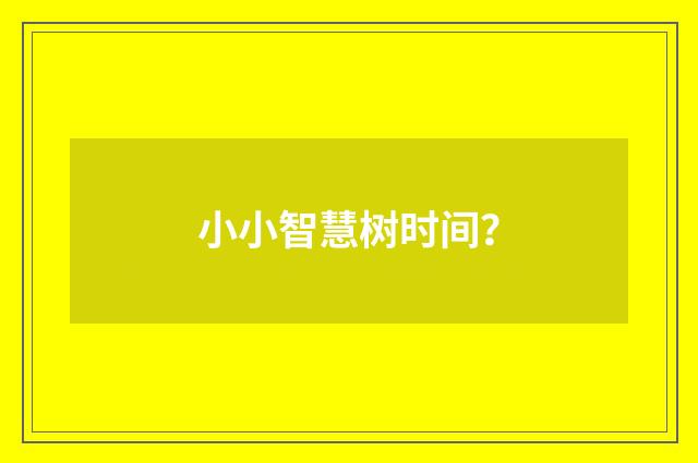 小小智慧树时间？