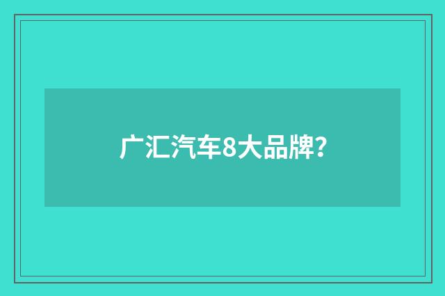 广汇汽车8大品牌?