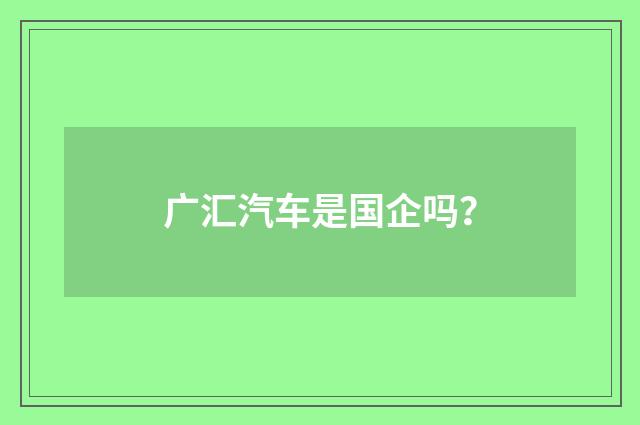 广汇汽车是国企吗?
