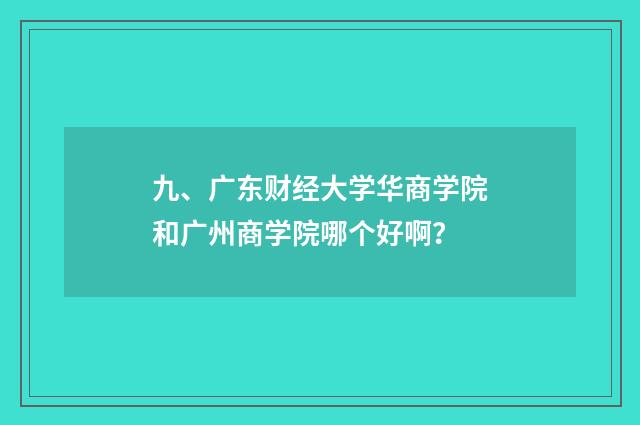 九、广东财经大学华商学院和广州商学院哪个好啊?