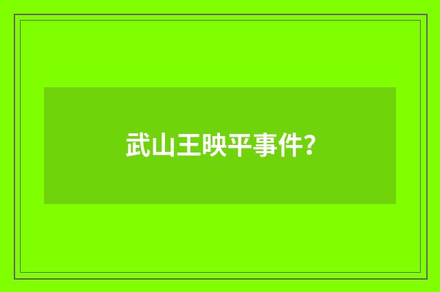 武山王映平事件?