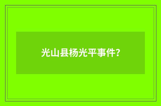 光山县杨光平事件？