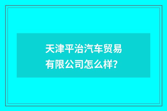 天津平治汽车贸易有限公司怎么样?